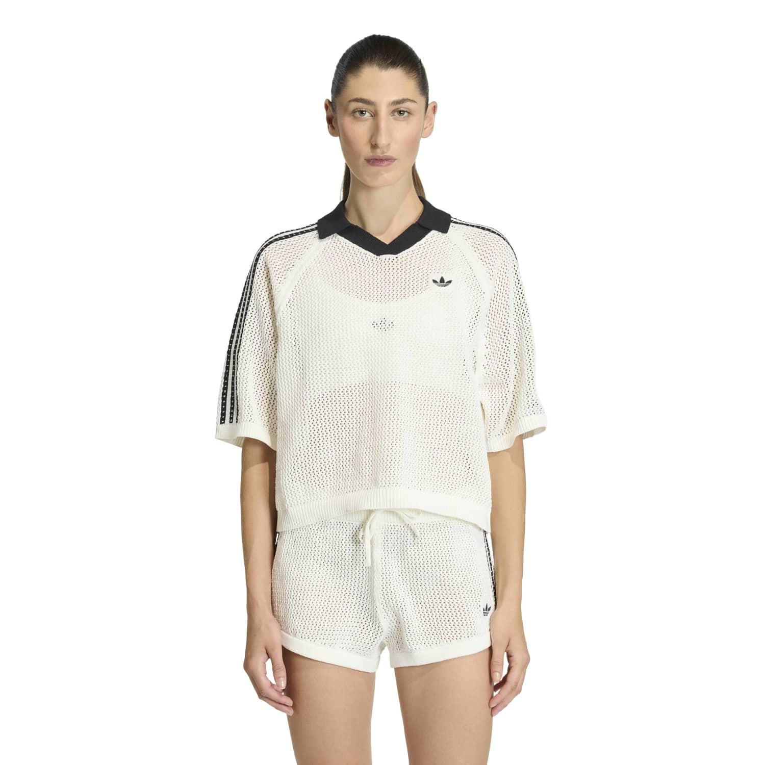adidas アディダス W KNIT CROCHET SS POLO ショートスリーブ KC6490 OFFWHITE